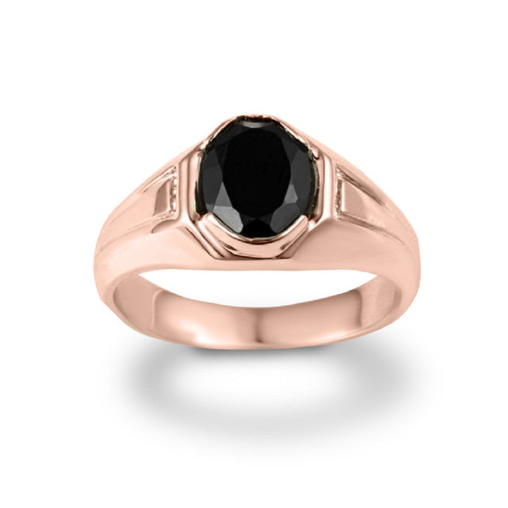 Gold Oval Cut Black Onyx Gemstone Ring, view 3