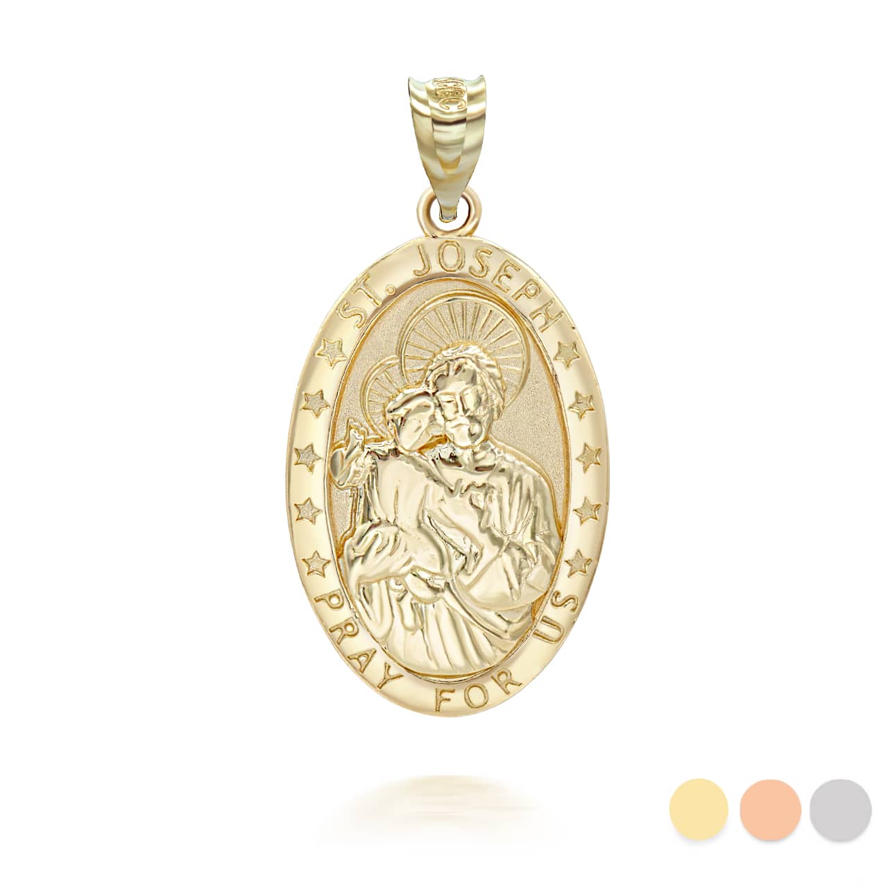 Gold Oval Saint Joseph Pendant Necklace