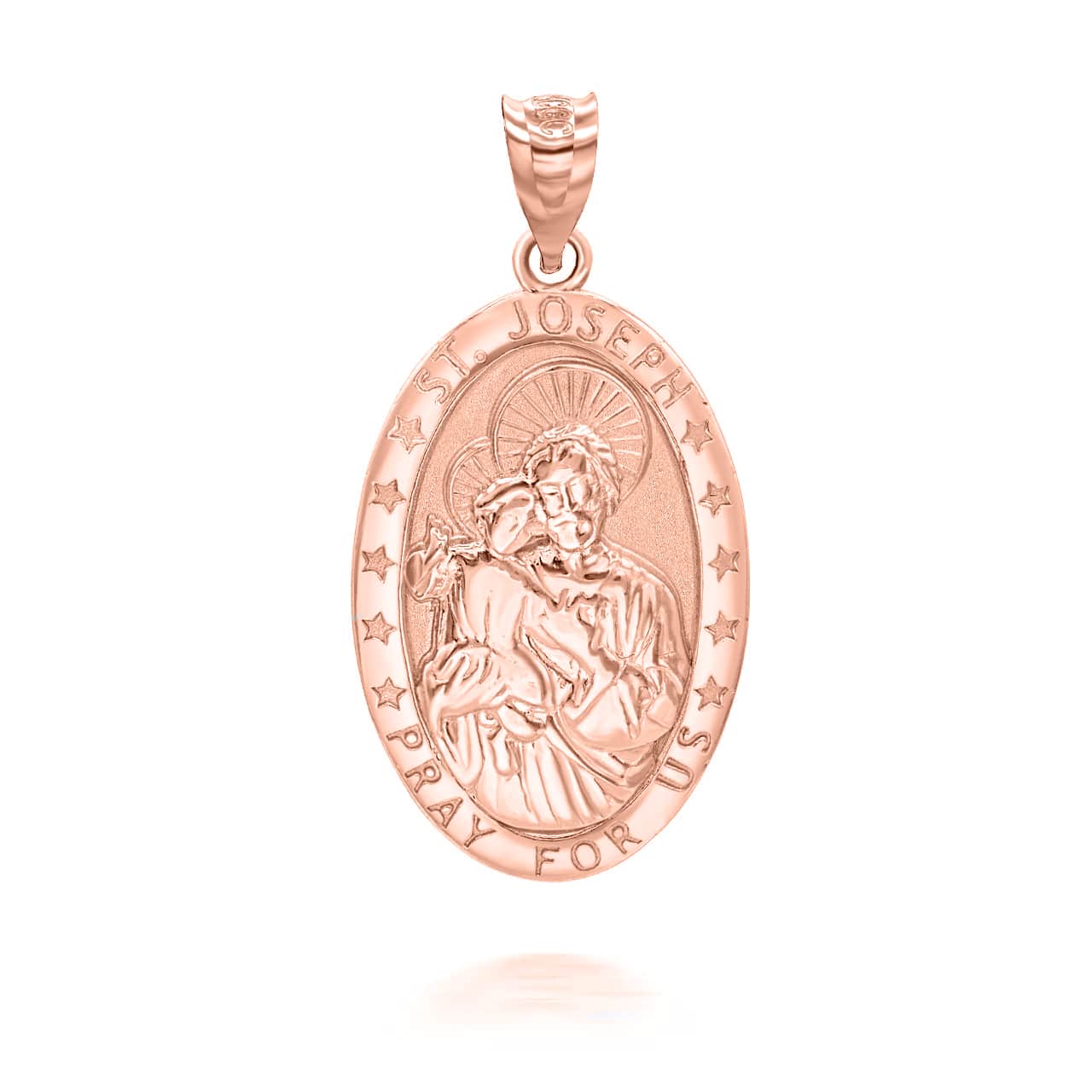 Gold Oval Saint Joseph Pendant Necklace, view 4
