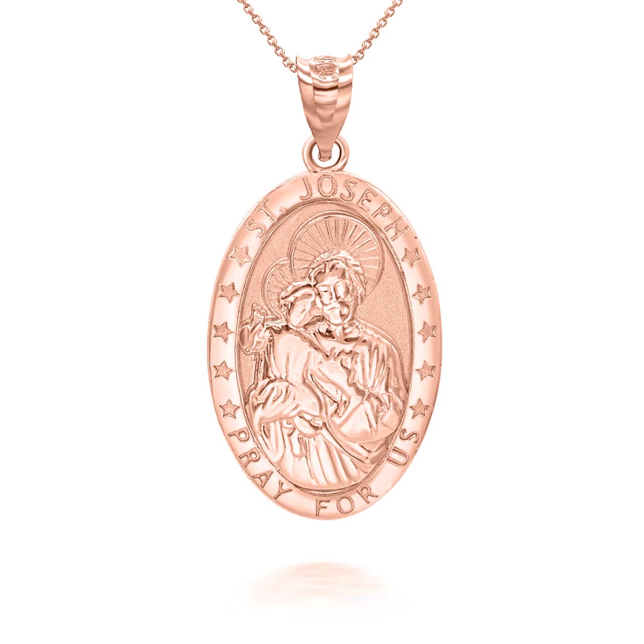 Gold Oval Saint Joseph Pendant Necklace, view 5