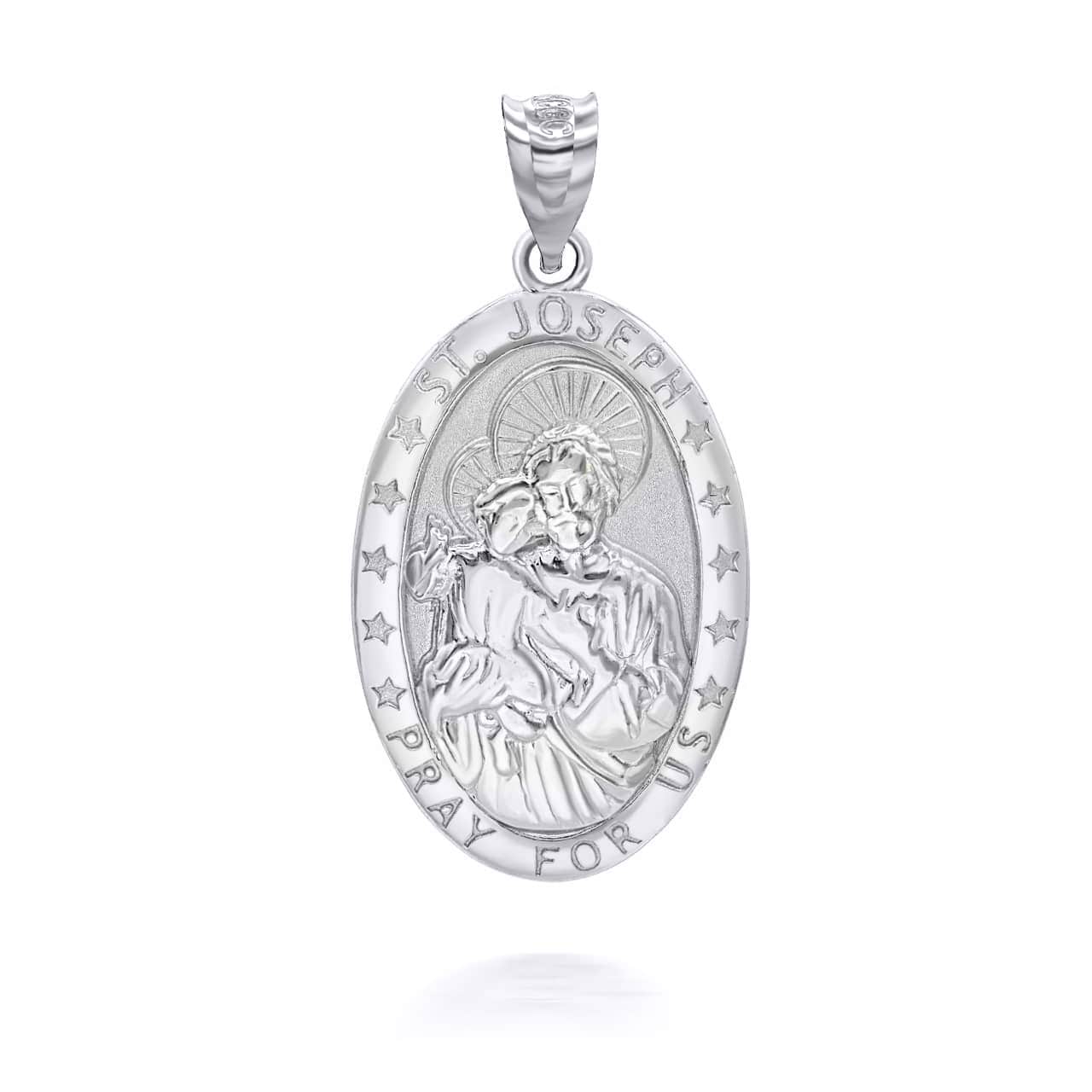 Gold Oval Saint Joseph Pendant Necklace, view 6