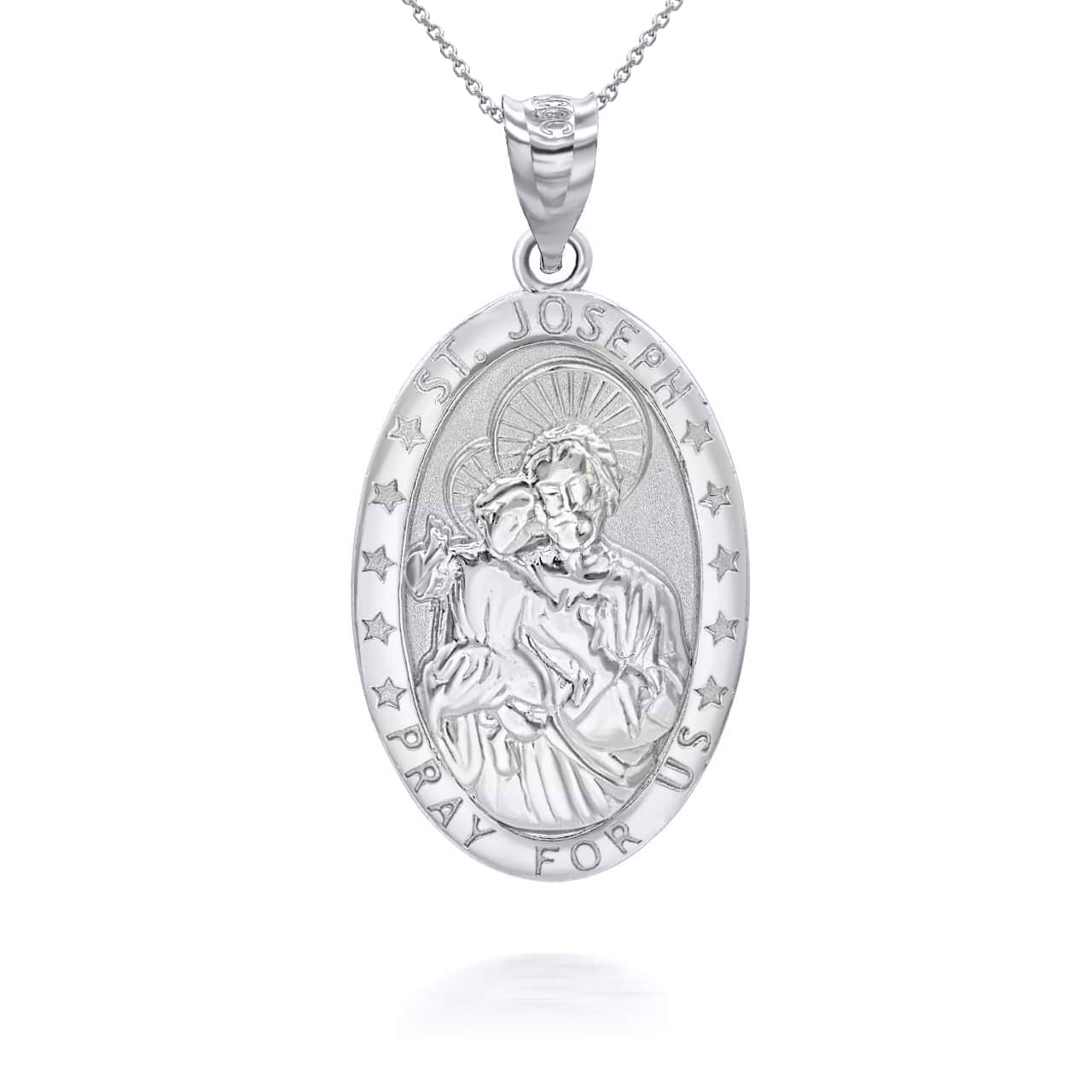 Gold Oval Saint Joseph Pendant Necklace, view 7