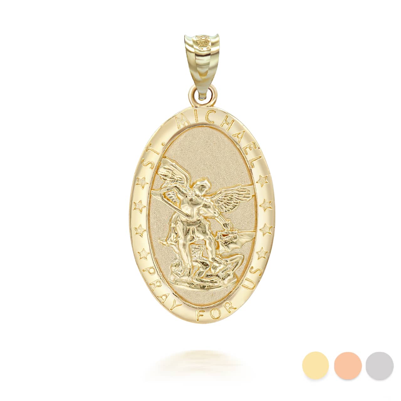 Gold Oval Saint Michael Pendant Necklace