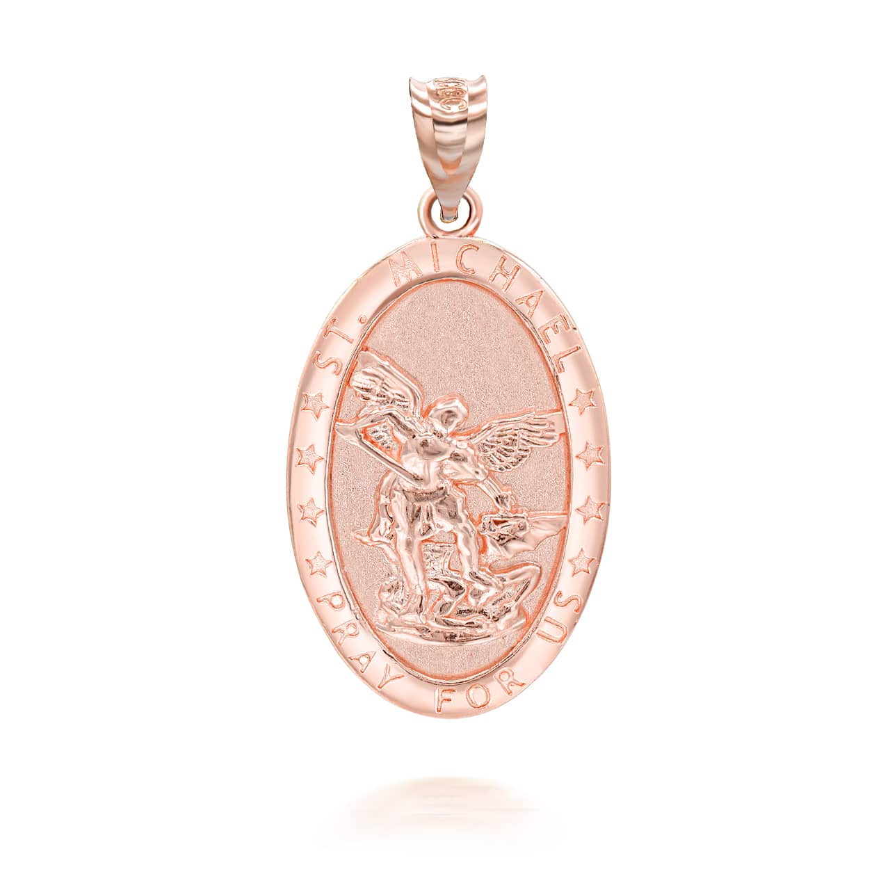 Gold Oval Saint Michael Pendant Necklace, view 5