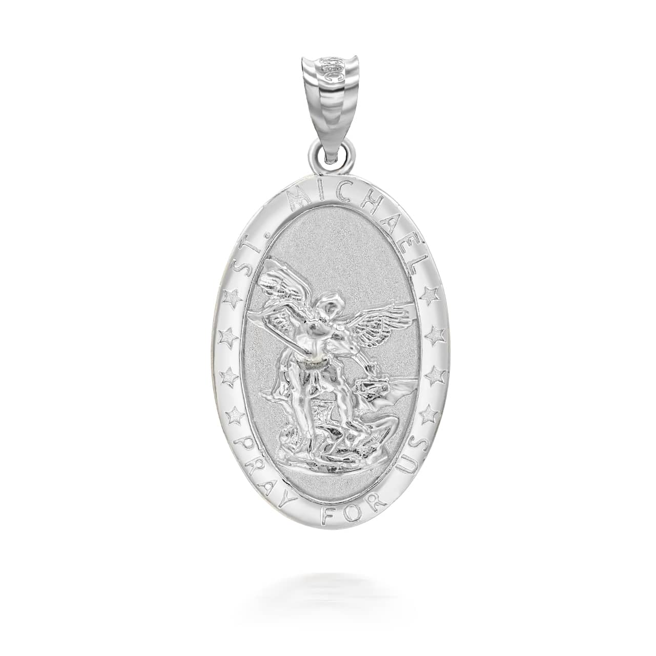 Gold Oval Saint Michael Pendant Necklace, view 7