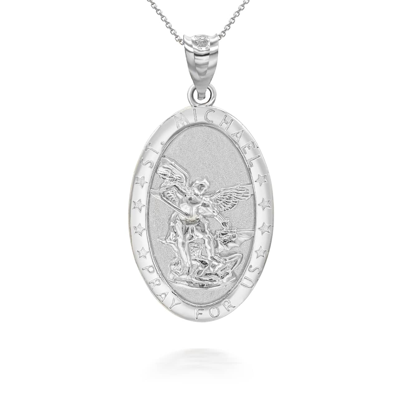 Gold Oval Saint Michael Pendant Necklace, view 8