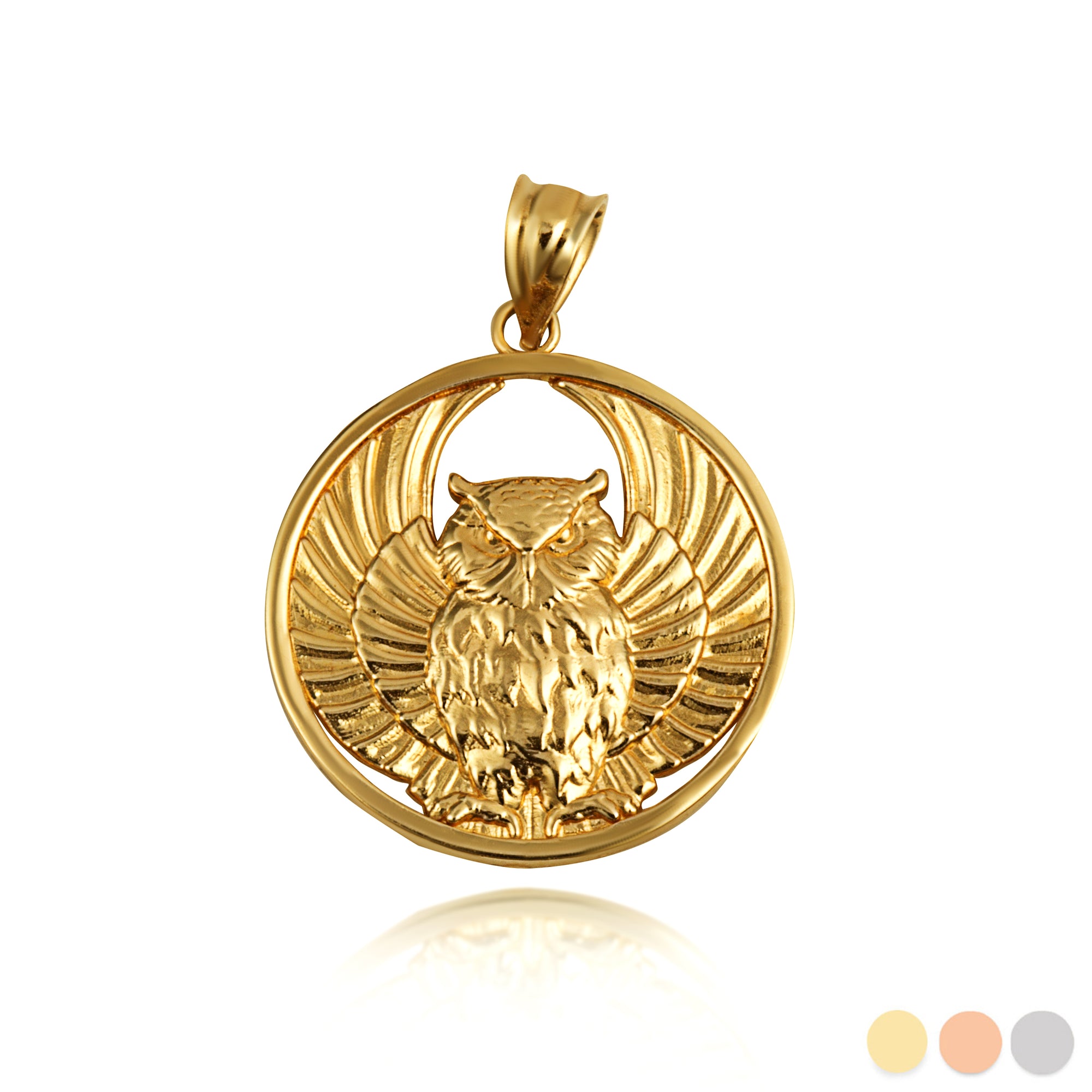 Gold Owl Medallion Pendant Necklace