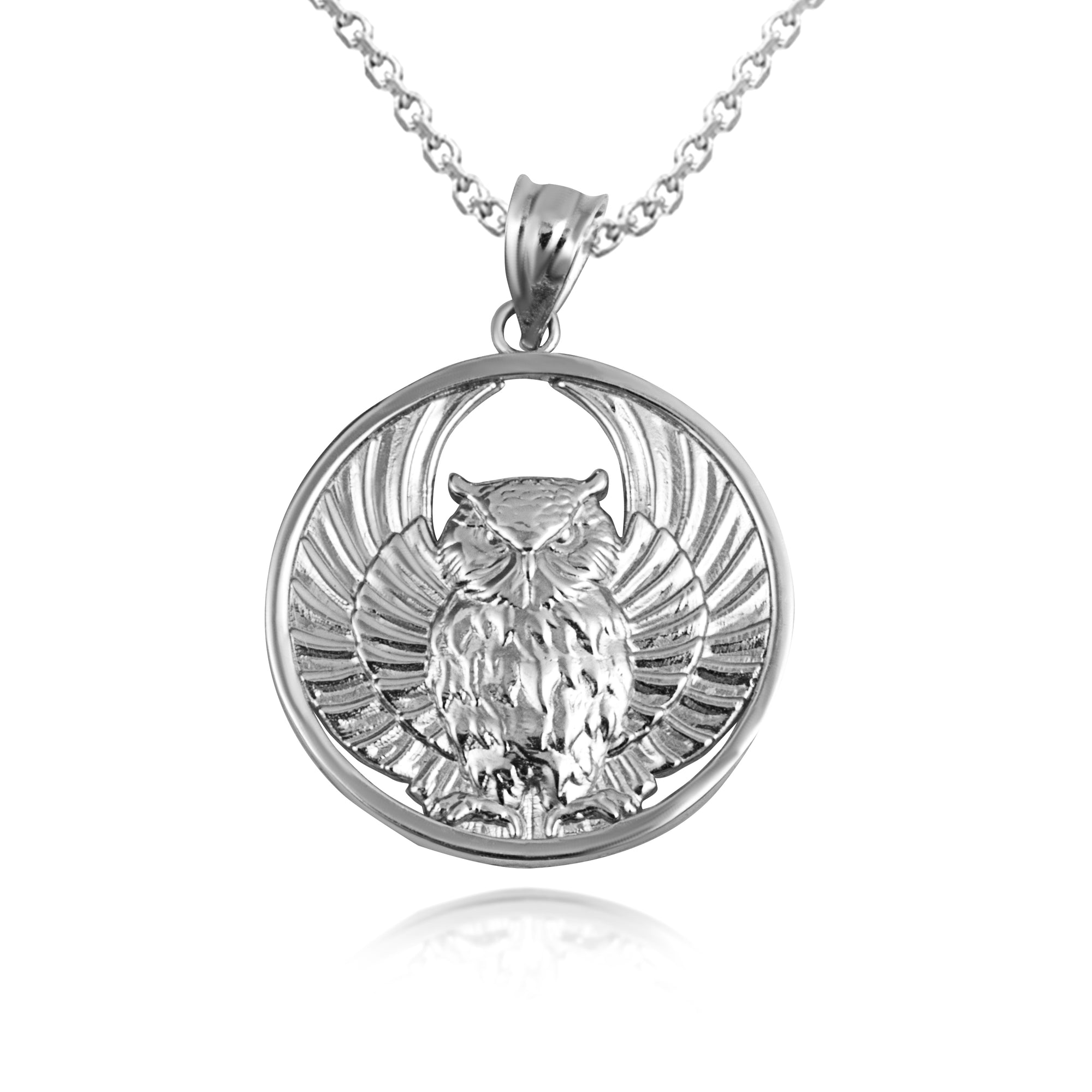 Gold Owl Medallion Pendant Necklace, view 7