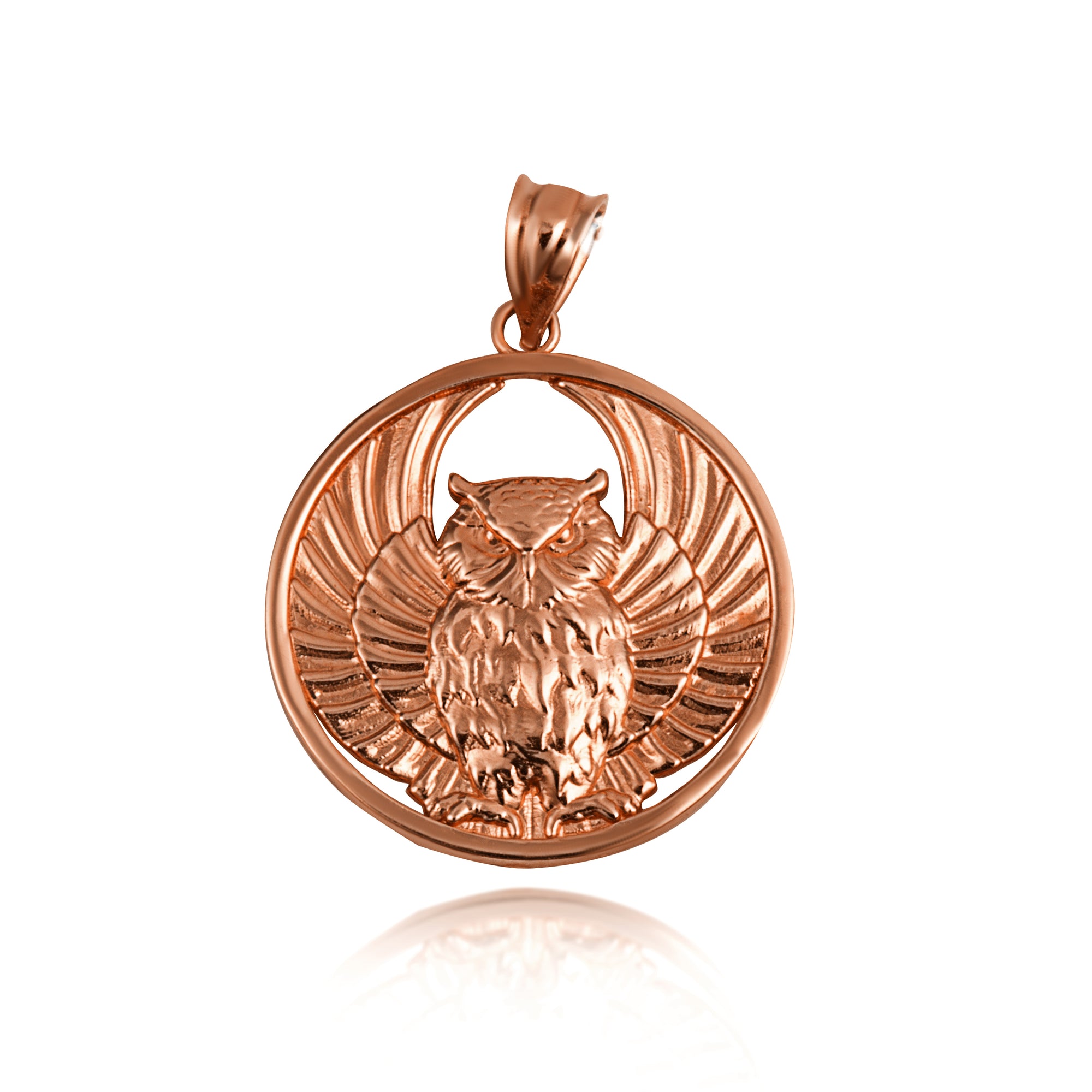 Gold Owl Medallion Pendant Necklace, view 8