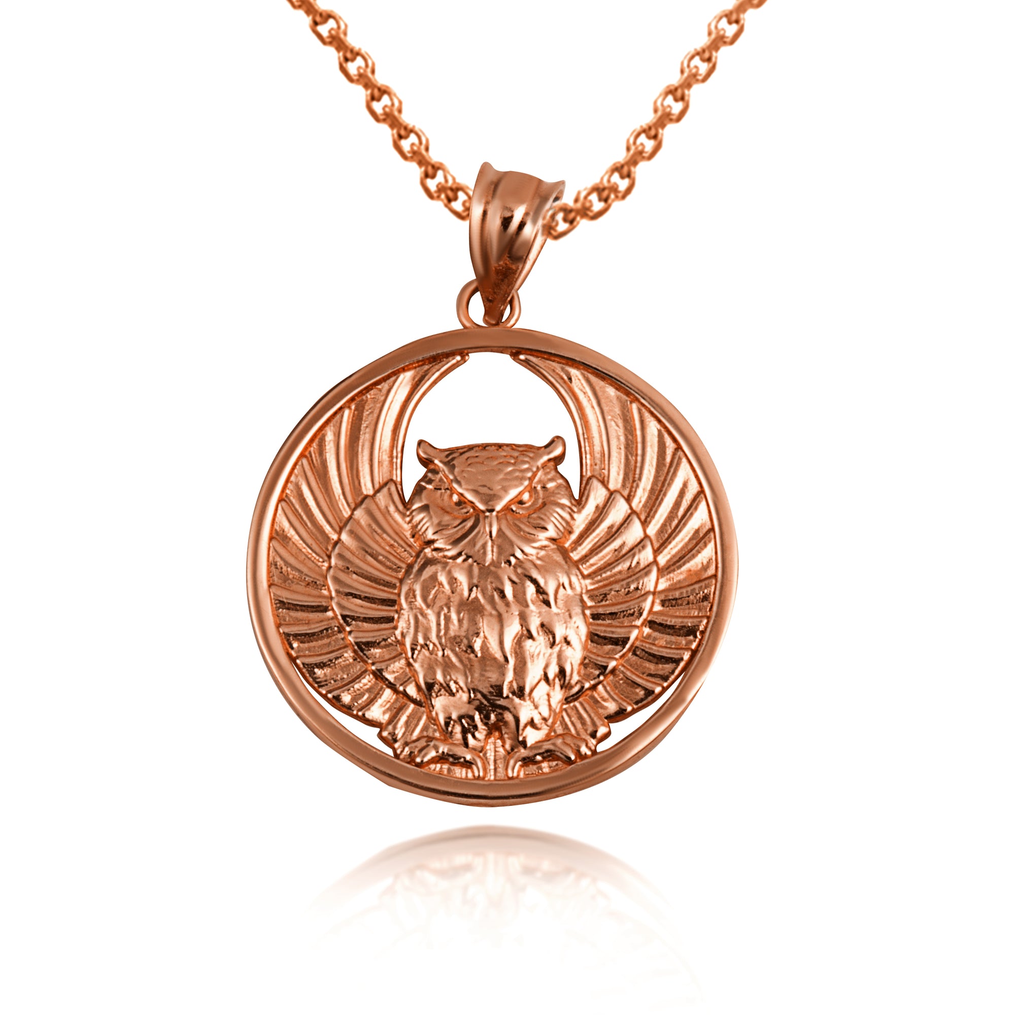 Gold Owl Medallion Pendant Necklace, view 9
