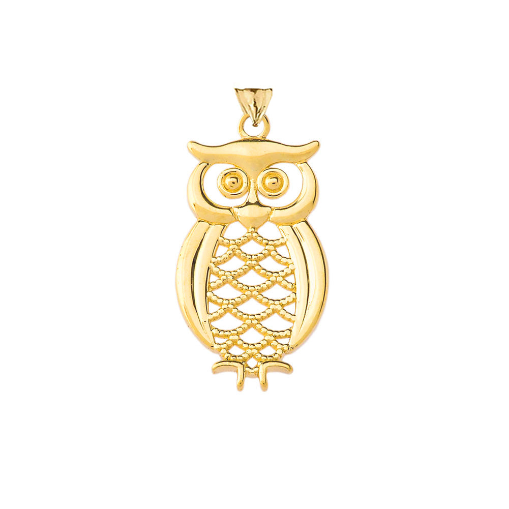 Gold Owl Pendant Necklace, view 2