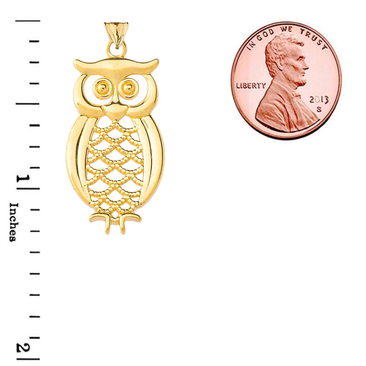 Gold Owl Pendant Necklace, view 4