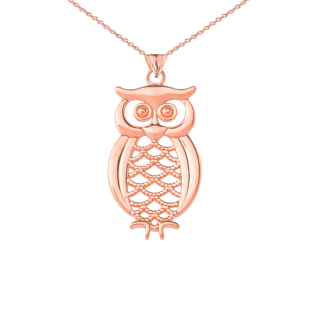 Gold Owl Pendant Necklace, view 5