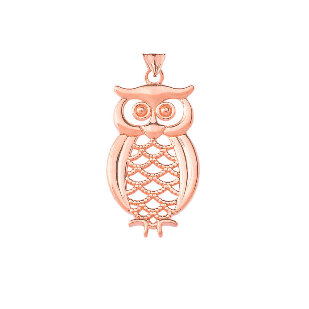 Gold Owl Pendant Necklace, view 6