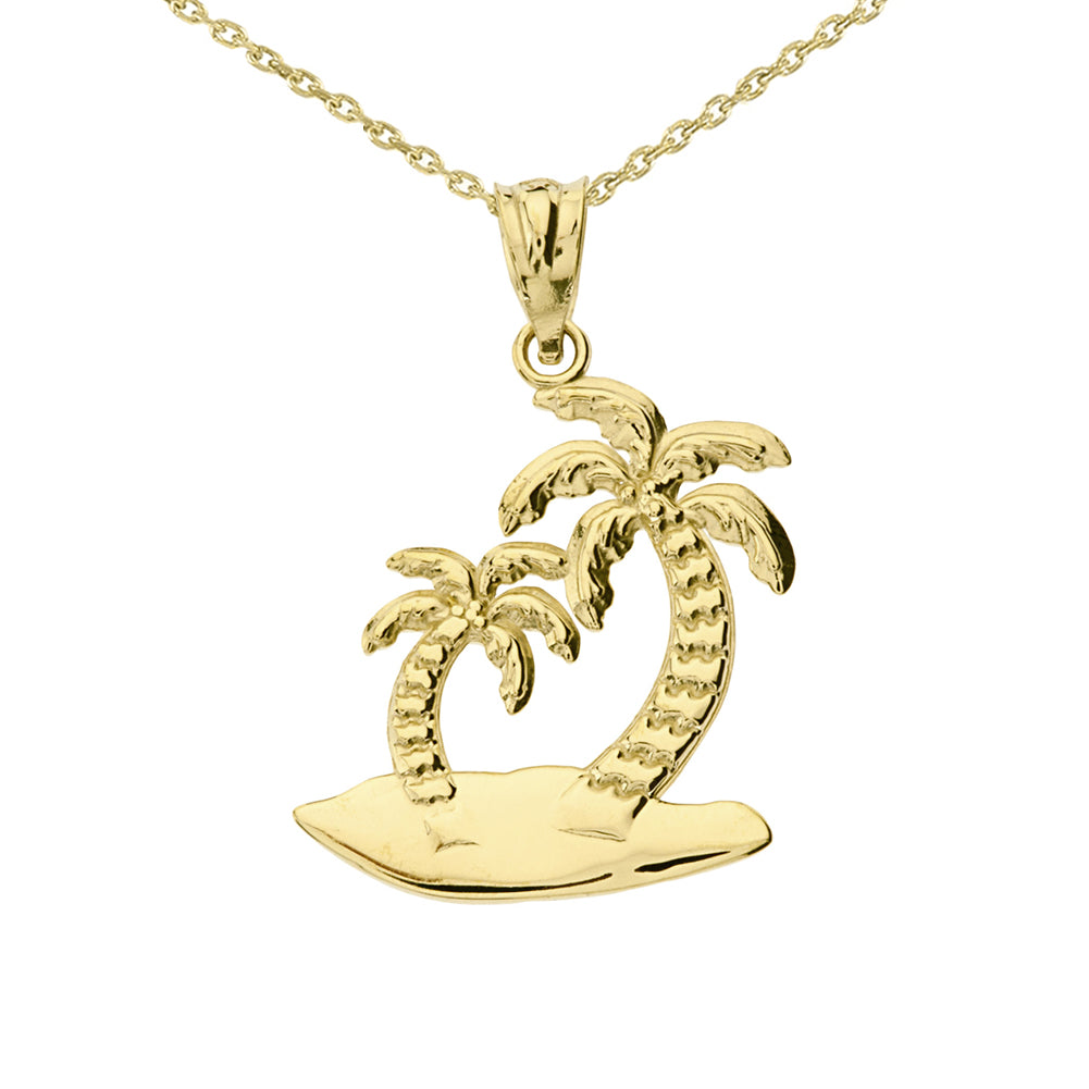 Gold Palm Tree Pendant Necklace