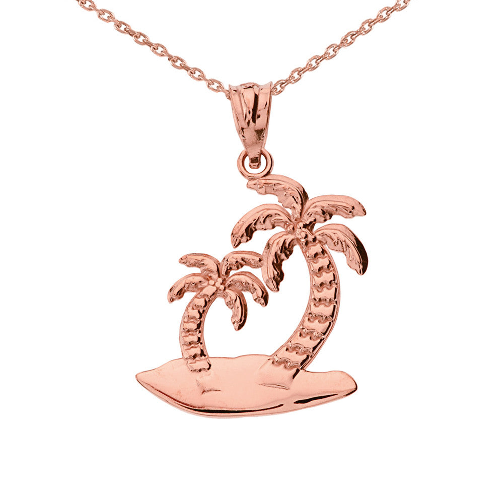 Gold Palm Tree Pendant Necklace, view 2