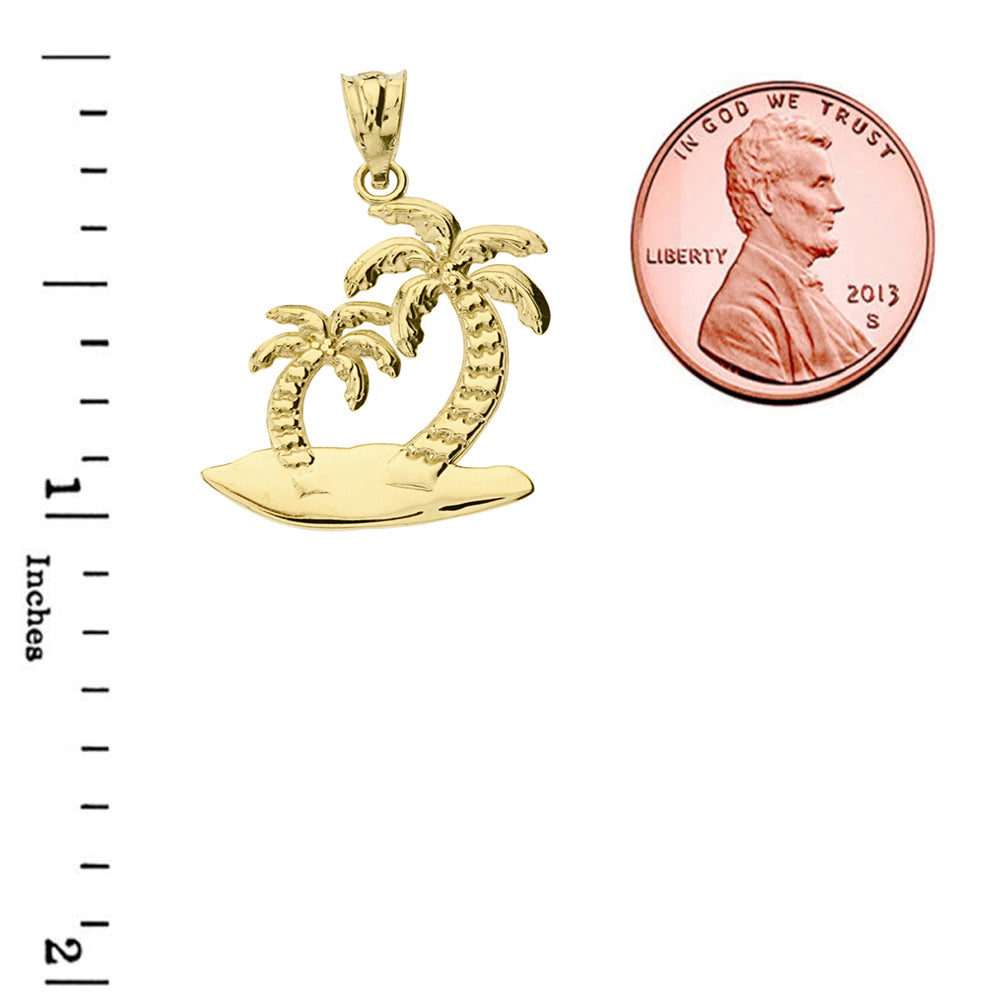Gold Palm Tree Pendant Necklace, view 5