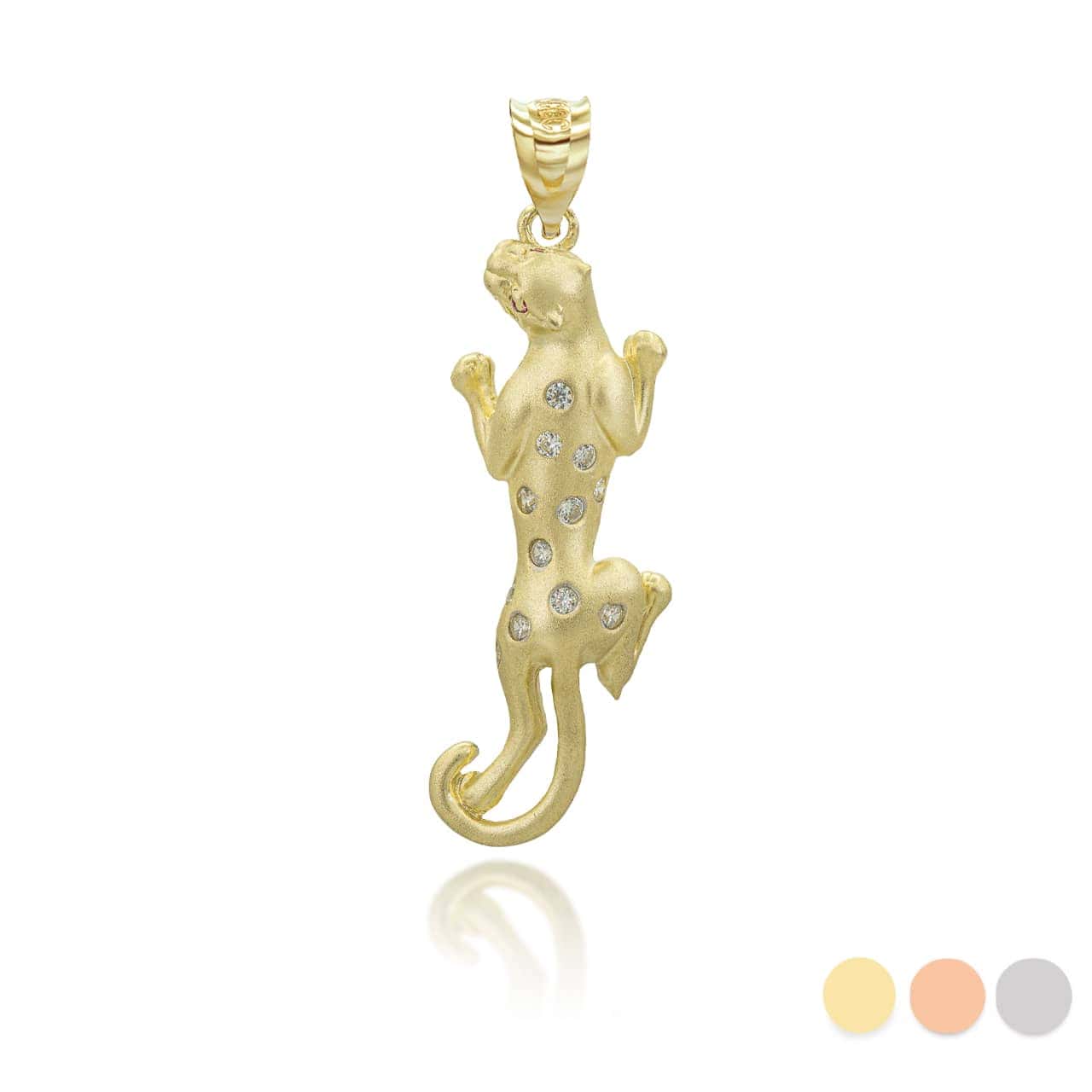 Gold Panther with CZ Stones Pendant Necklace