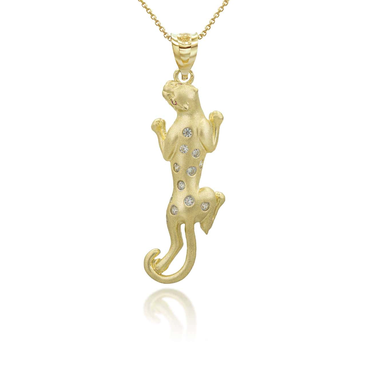 Gold Panther with CZ Stones Pendant Necklace, view 5