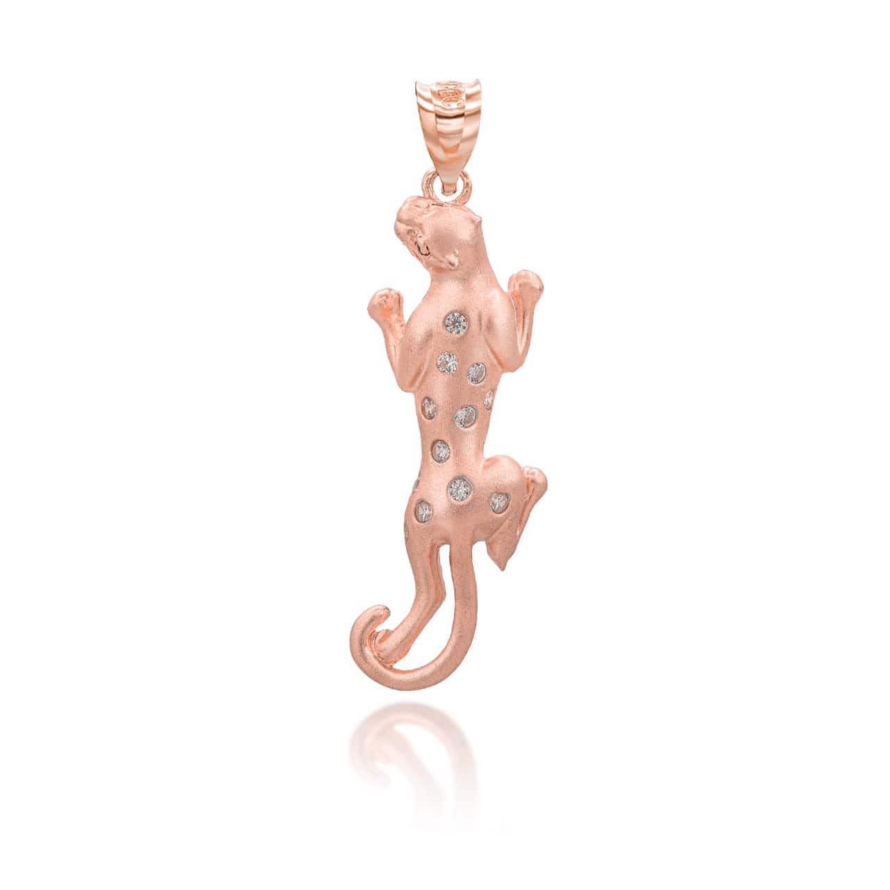 Gold Panther with CZ Stones Pendant Necklace, view 6