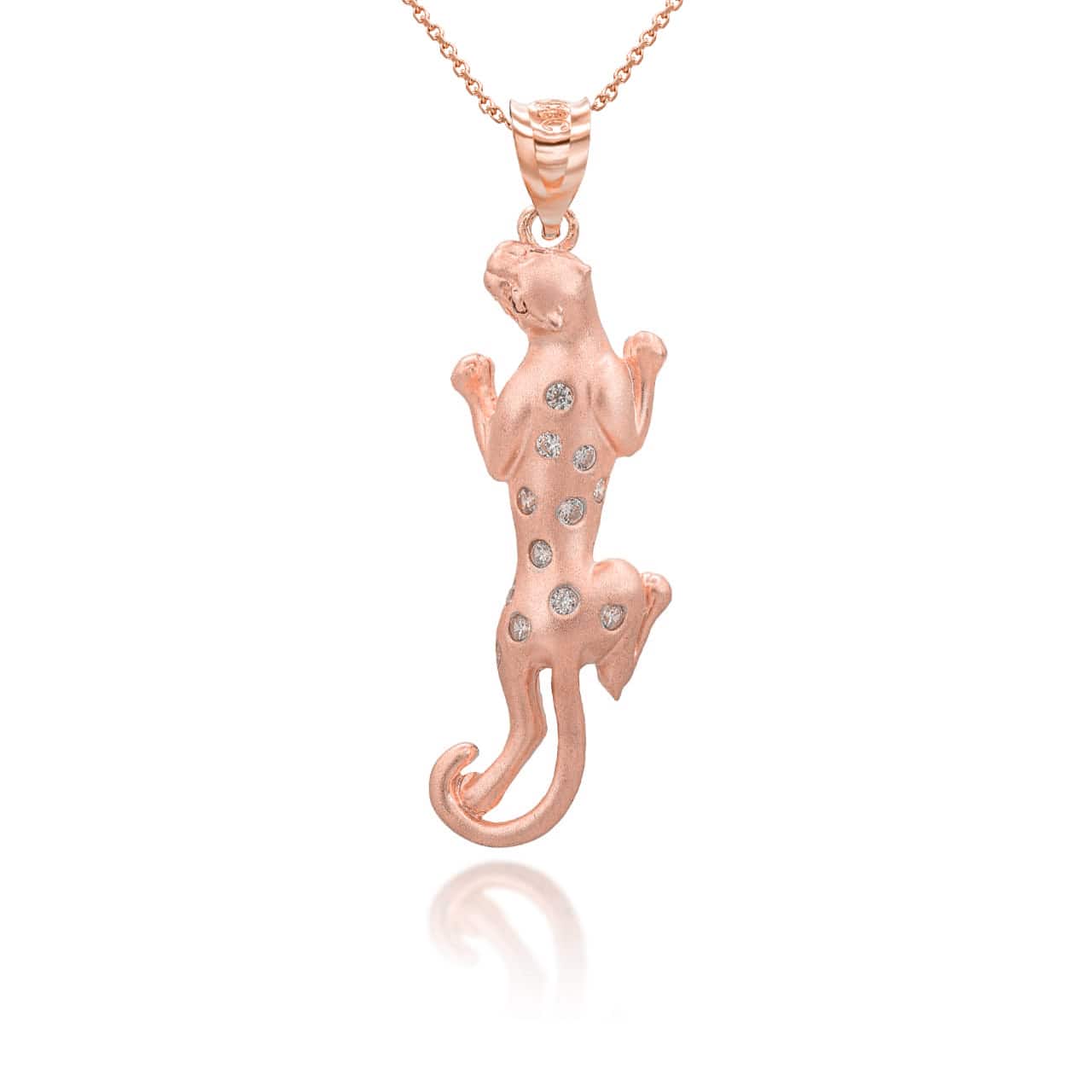 Gold Panther with CZ Stones Pendant Necklace, view 7
