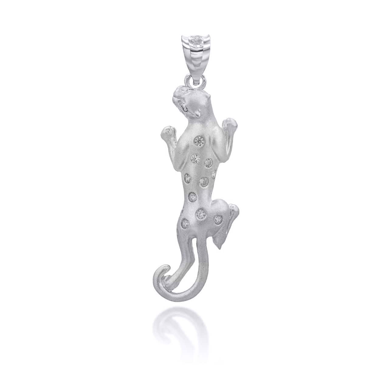 Gold Panther with CZ Stones Pendant Necklace, view 8
