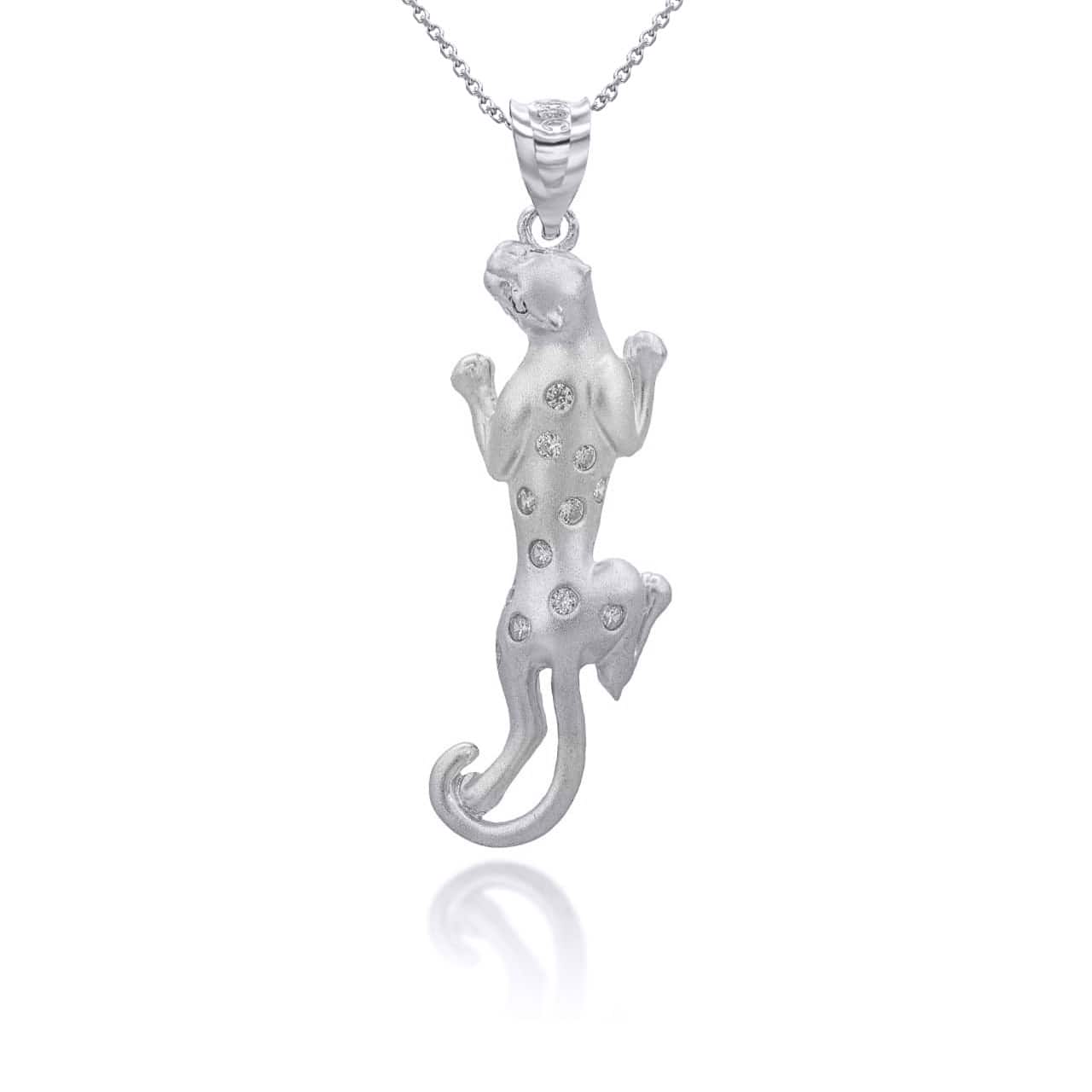 Gold Panther with CZ Stones Pendant Necklace, view 9