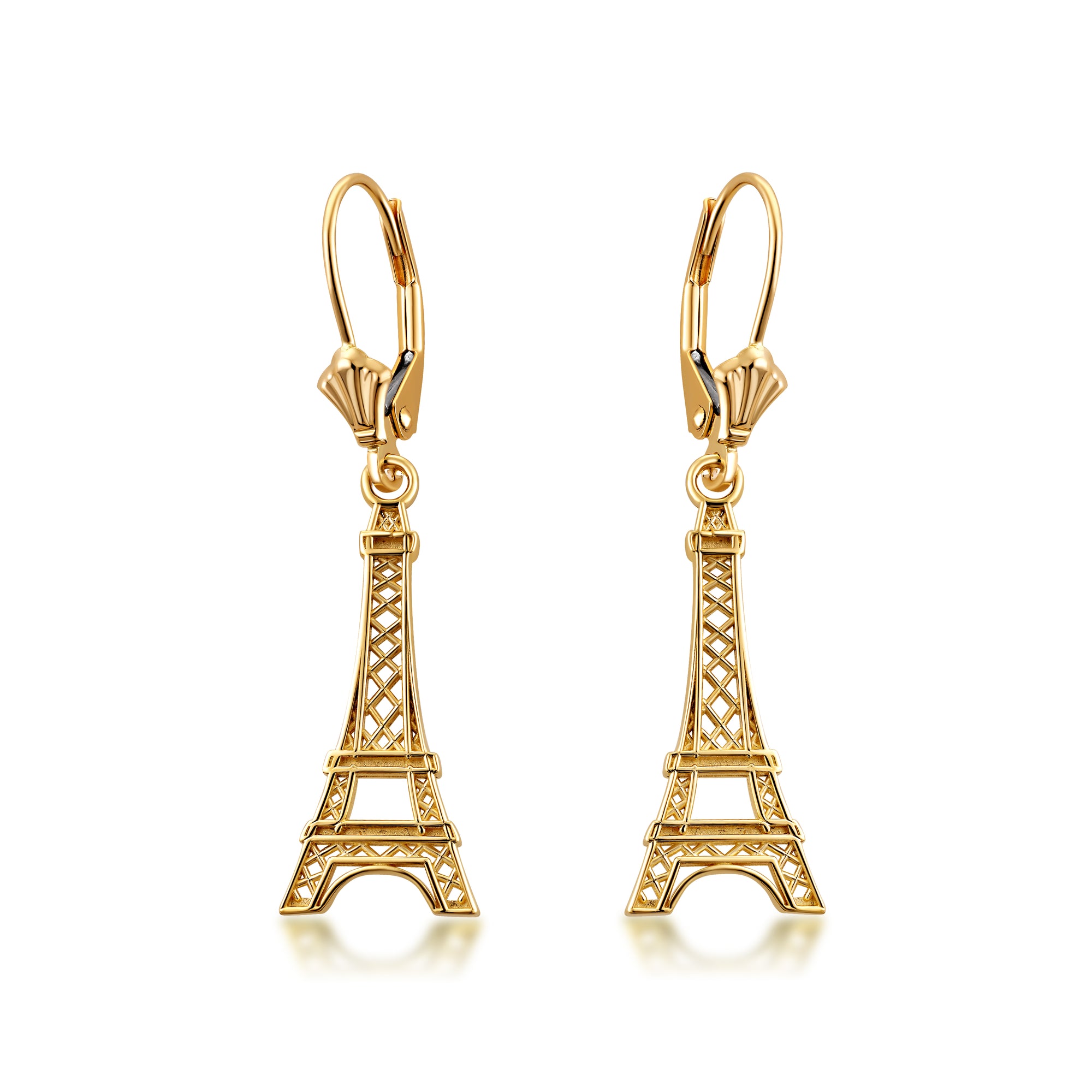 Gold Paris Eiffel Tower Earrings, view 4