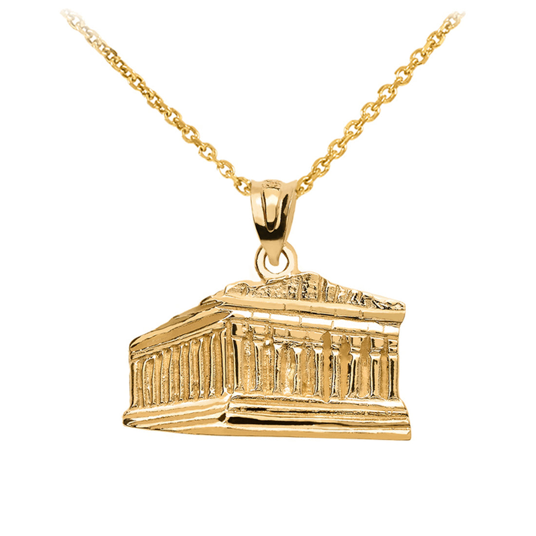 Gold Parthenon In Acropolis Greece Pendant Necklace
