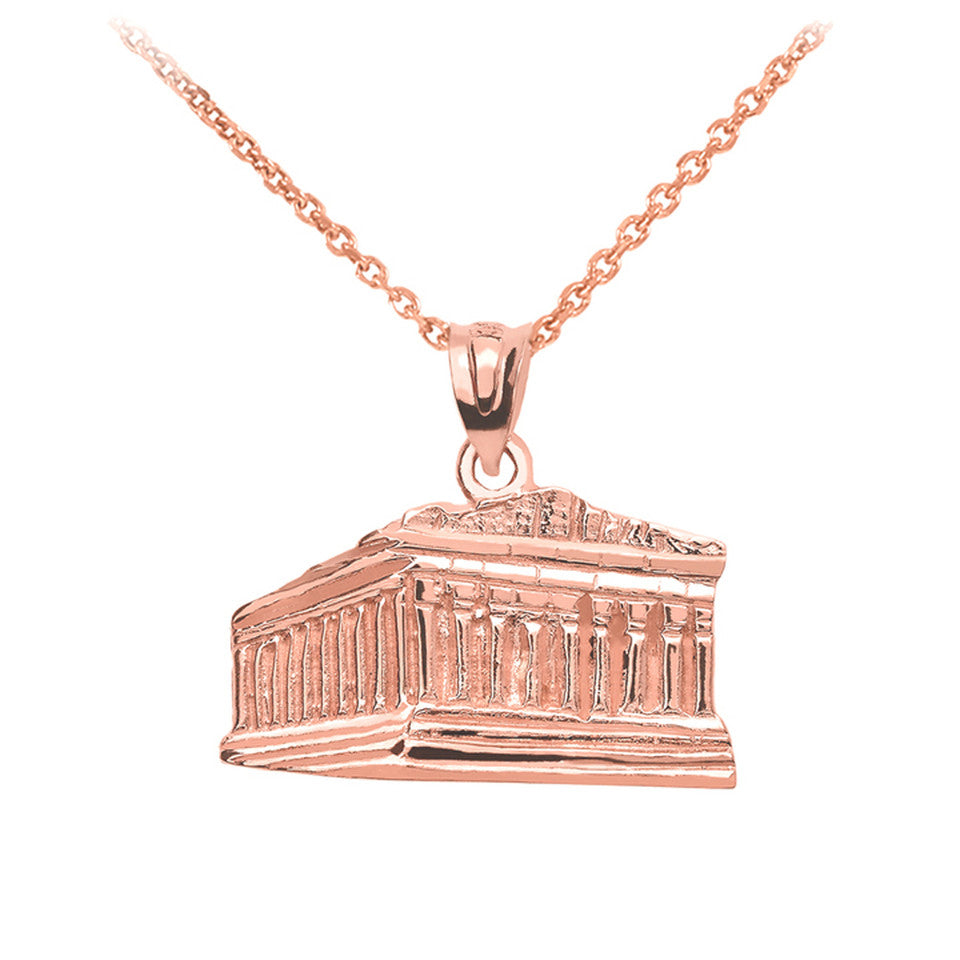 Gold Parthenon In Acropolis Greece Pendant Necklace, view 7