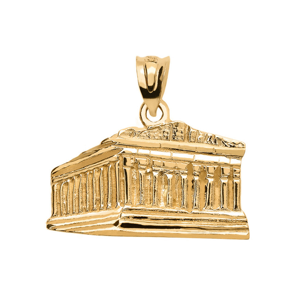 Gold Parthenon In Acropolis Greece Pendant Necklace, view 8