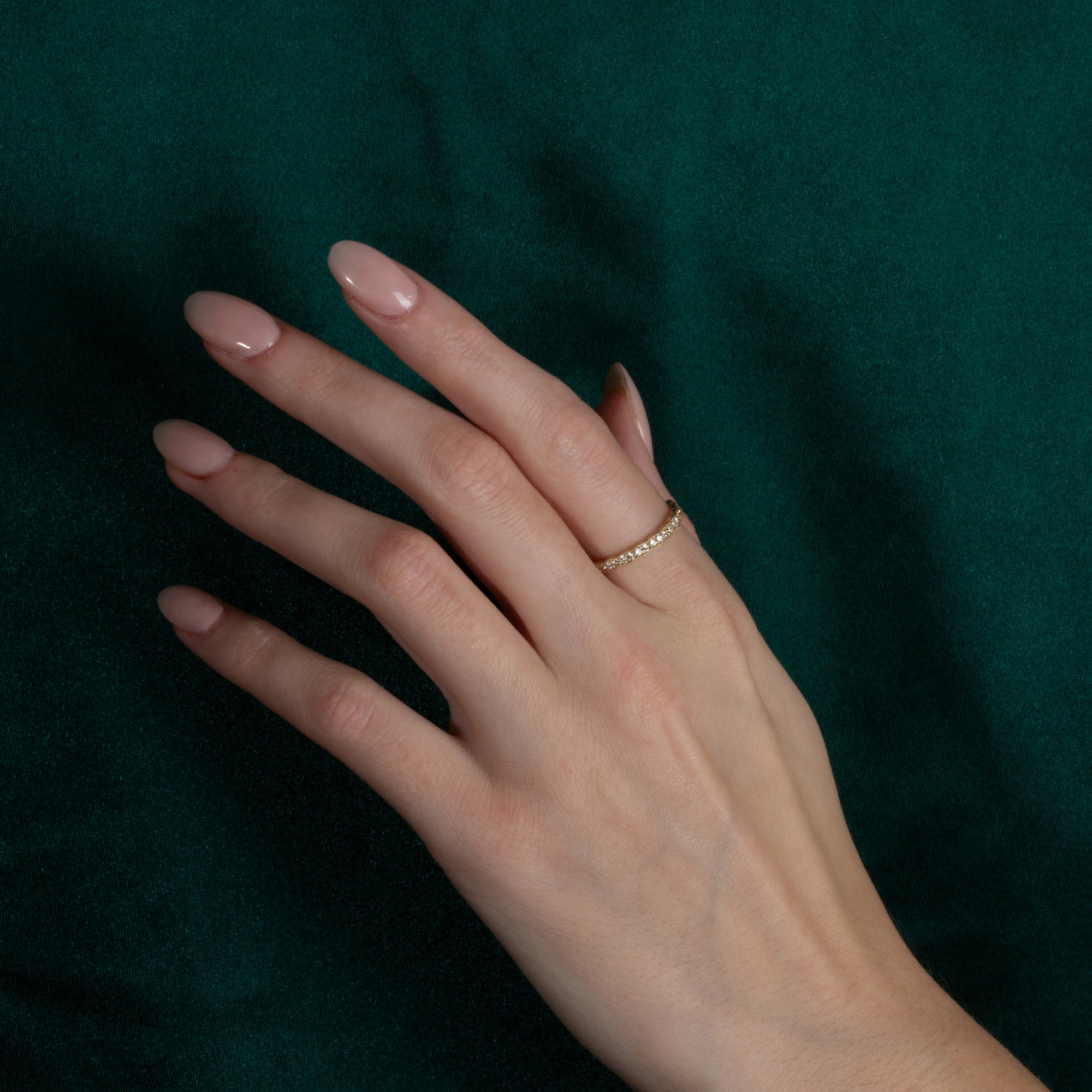 Gold Pave Set Diamond Band Ring, view 2