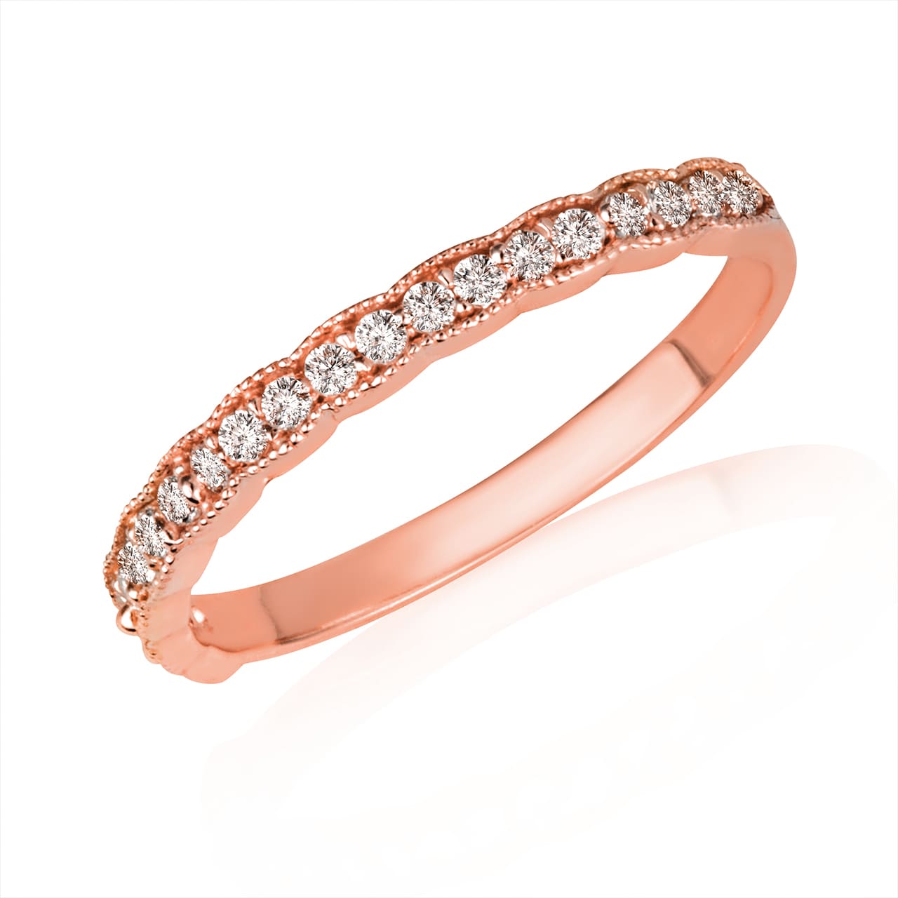 Gold Pave Set Diamond Band Ring, view 3
