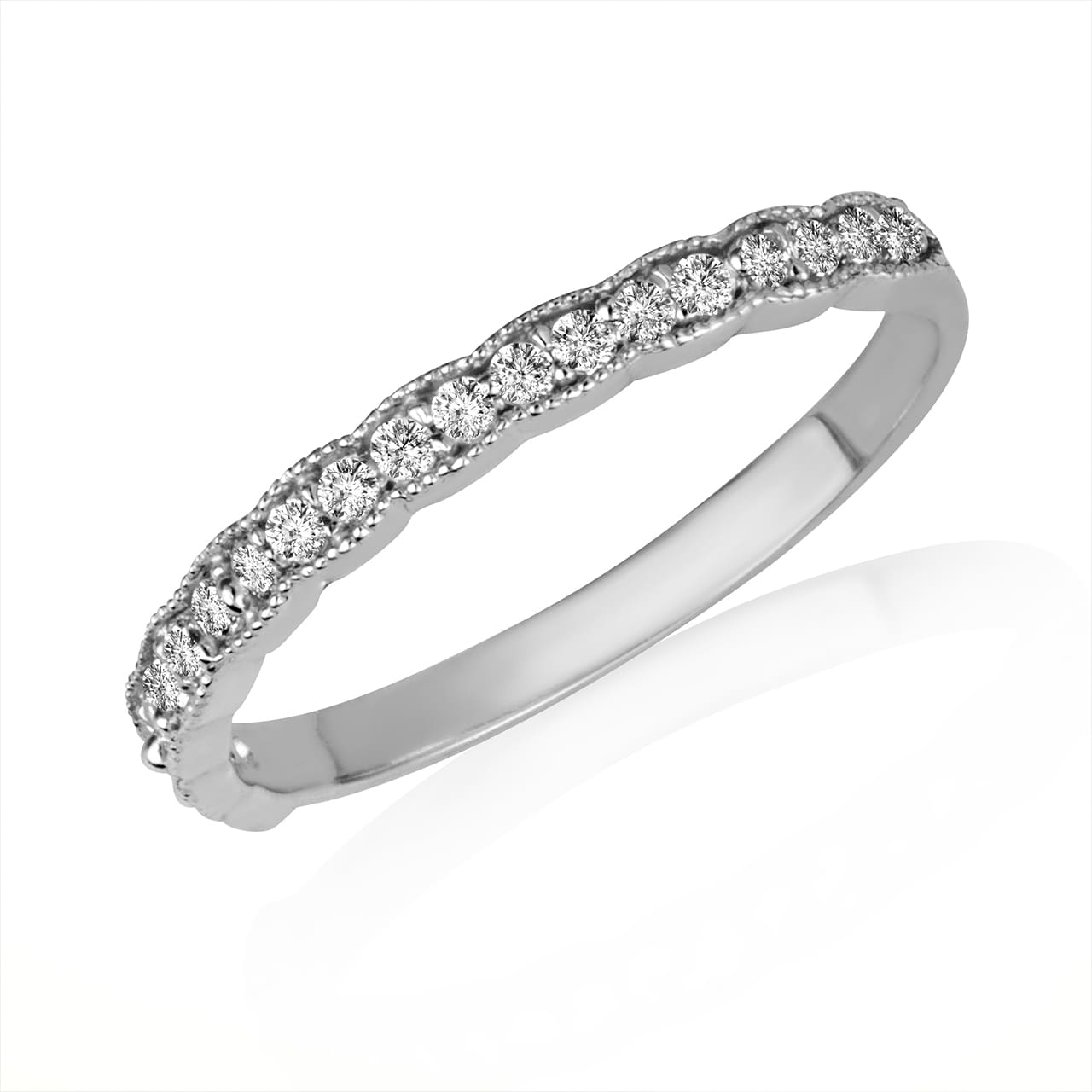 Gold Pave Set Diamond Band Ring, view 4
