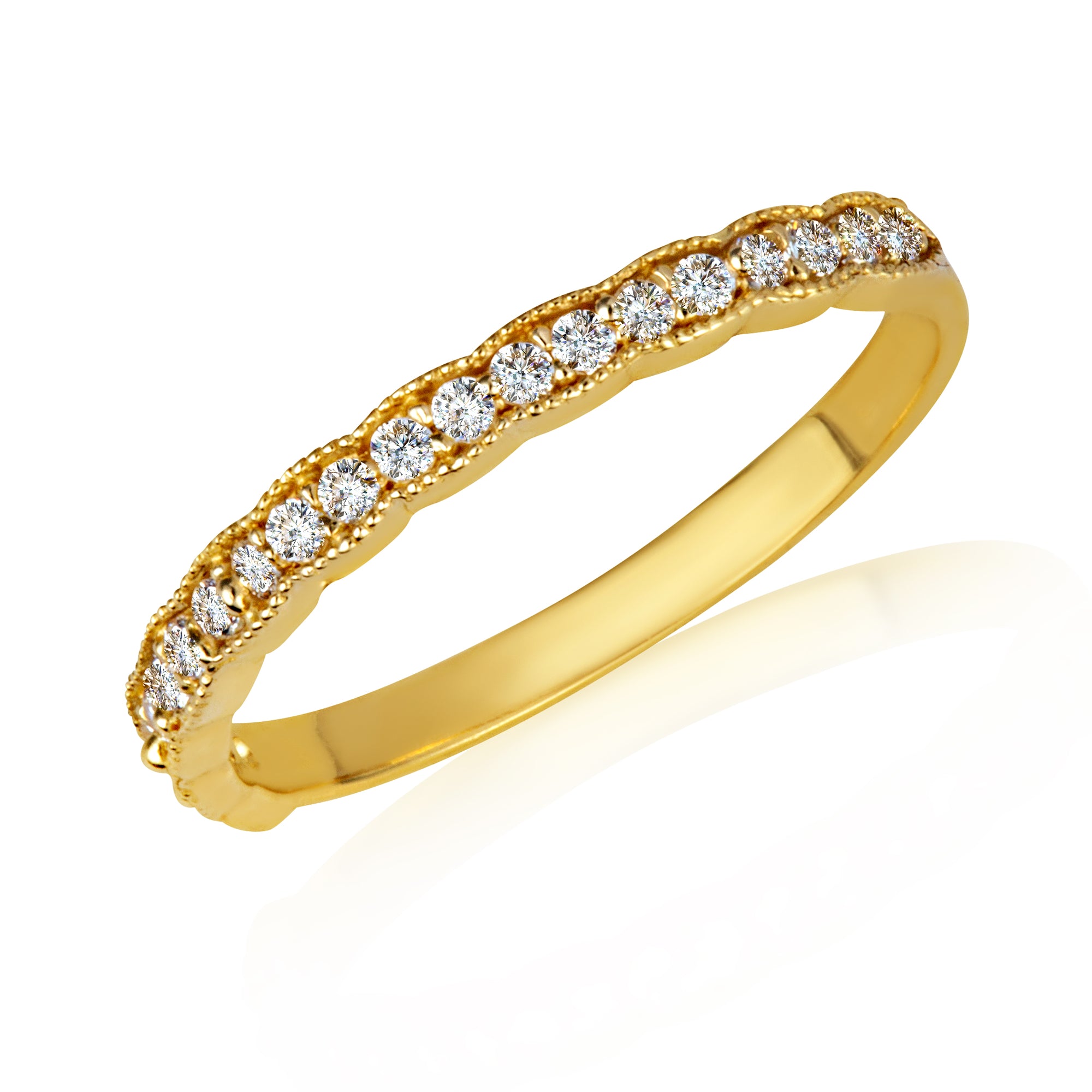 Gold Pave Set Diamond Band Ring, view 5