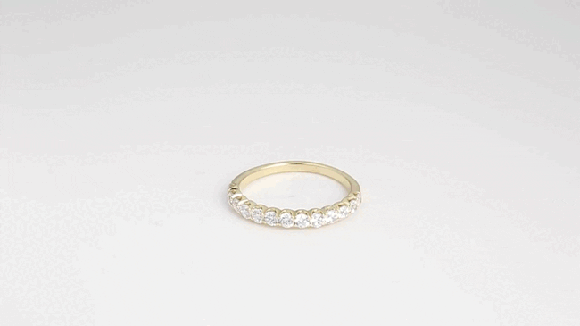Gold Pave Set Lab-Grown Diamond Engagement Wedding Band Ring, view 3