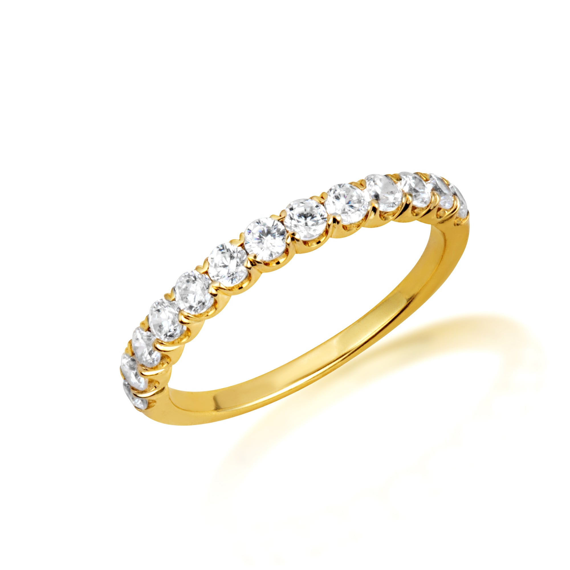 Gold Pave Set Lab-Grown Diamond Engagement Wedding Band Ring, view 6