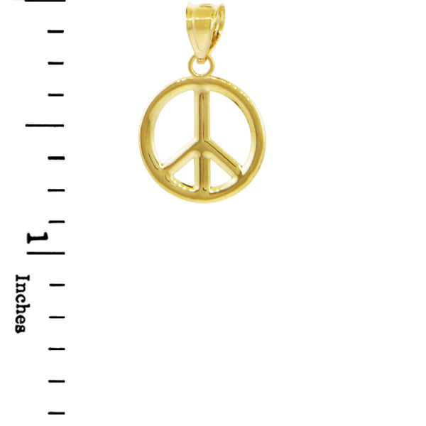Gold Peace Symbol Pendant Necklace (M), view 4