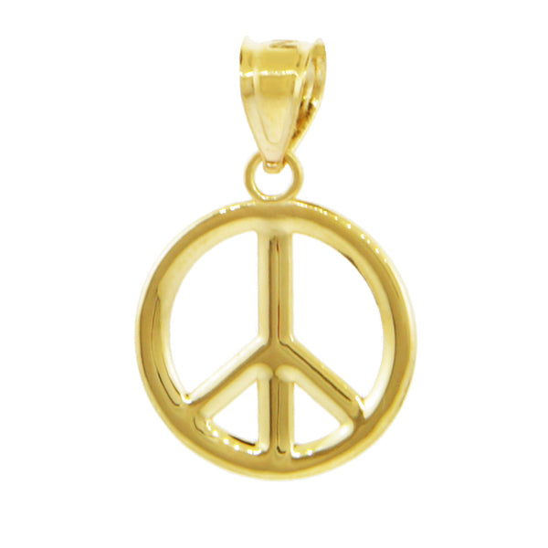 Gold Peace Symbol Pendant Necklace (M), view 5