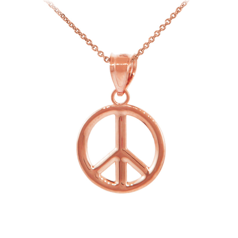 Gold Peace Symbol Pendant Necklace (M), view 6