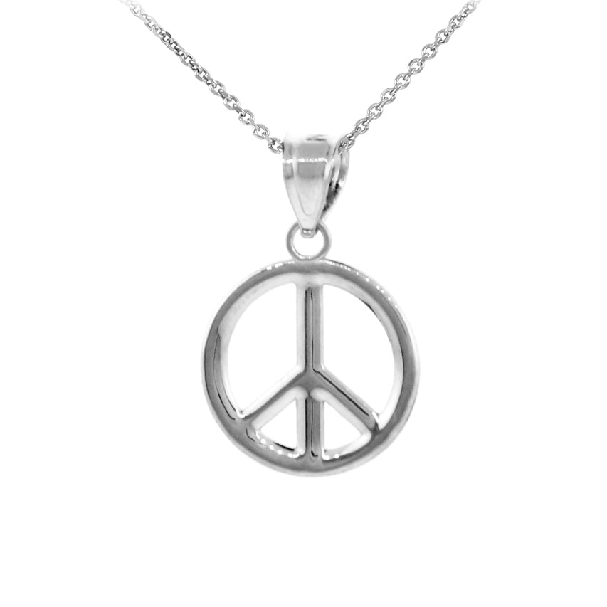 Gold Peace Symbol Pendant Necklace (M), view 7