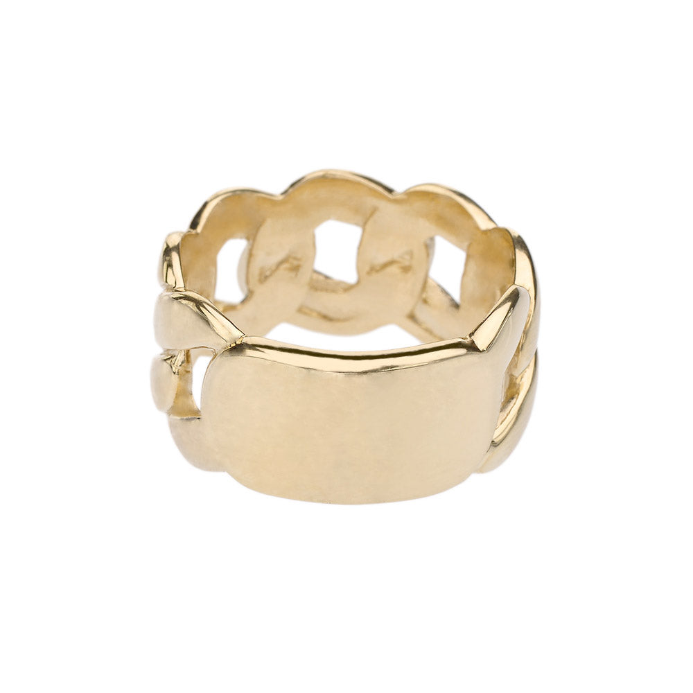 Gold Personalized ID Engravable Cuban Link Band/Ring