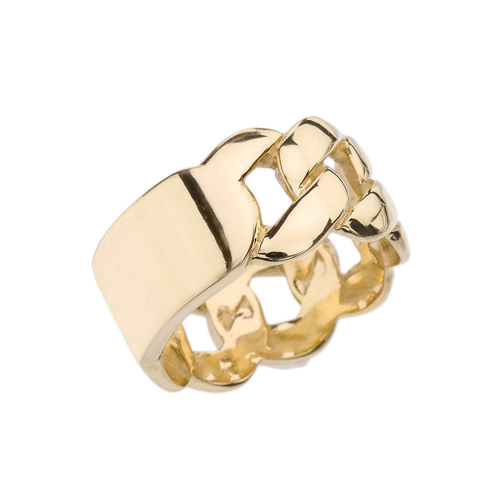 Gold Personalized ID Engravable Cuban Link Band/Ring, view 2