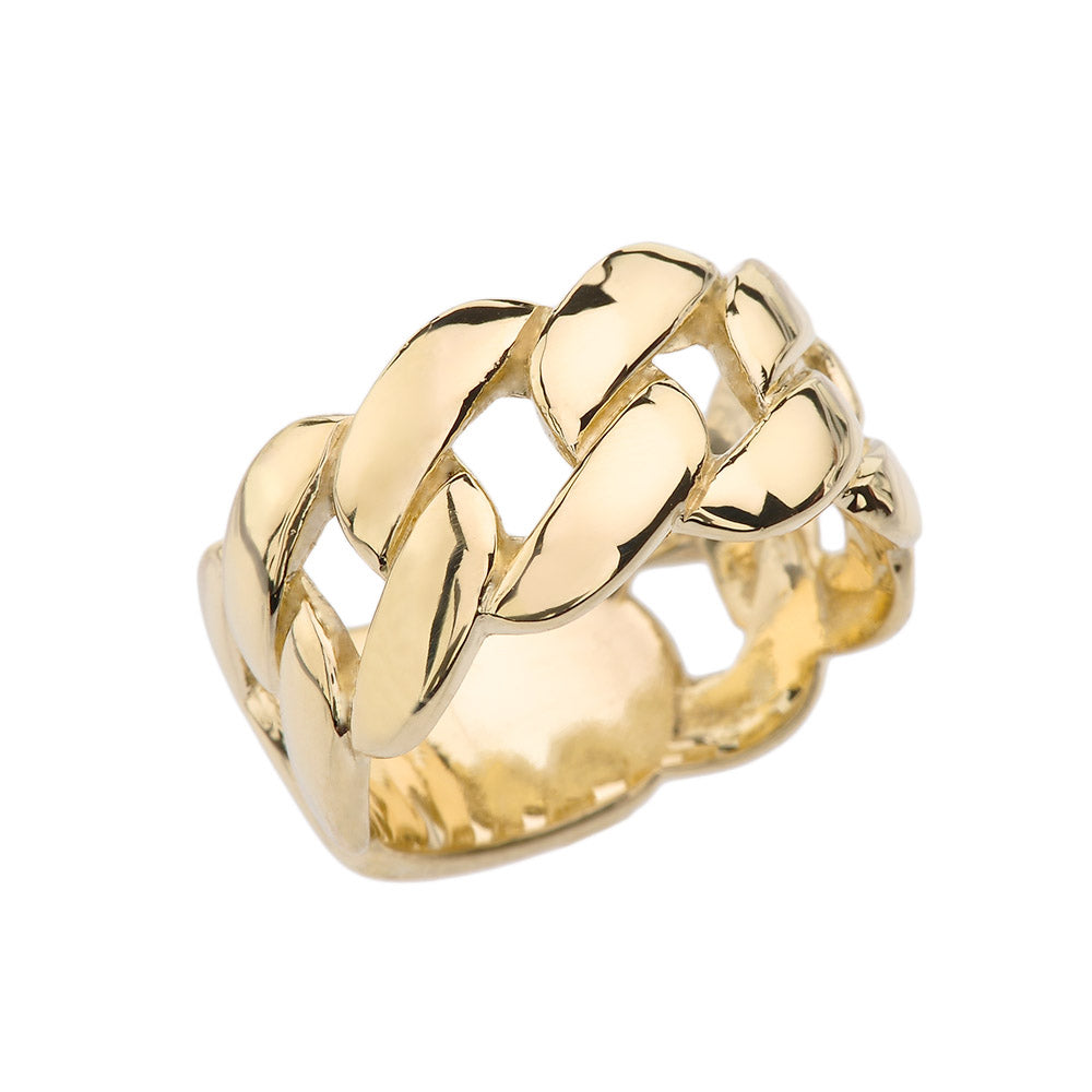 Gold Personalized ID Engravable Cuban Link Band/Ring, view 3