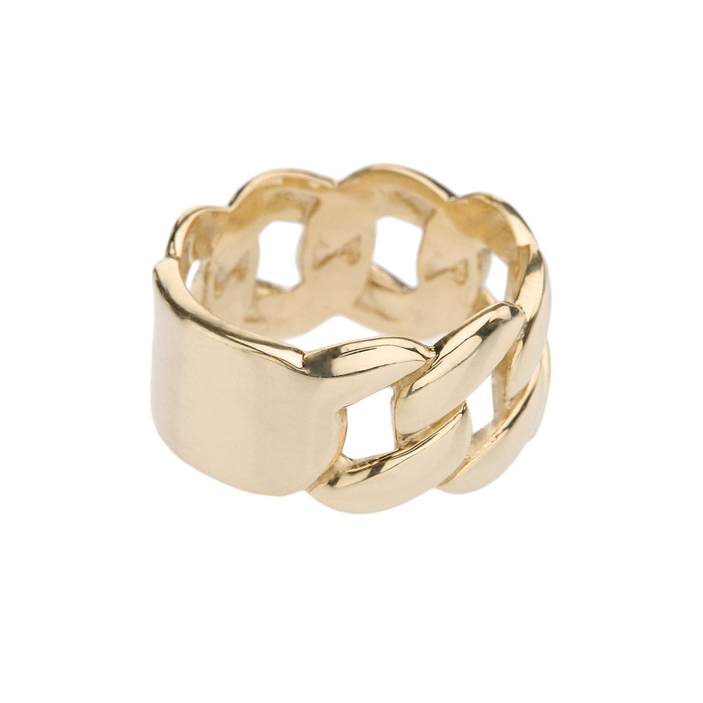 Gold Personalized ID Engravable Cuban Link Band/Ring, view 4