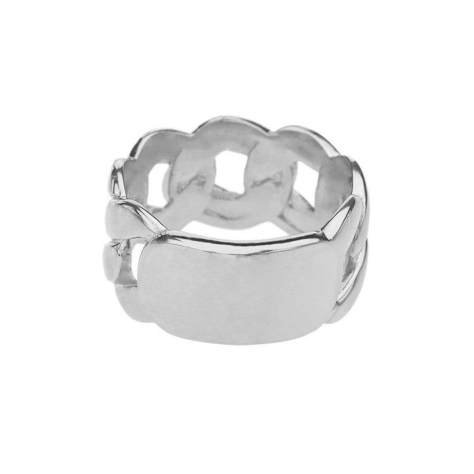 Gold Personalized ID Engravable Cuban Link Band/Ring, view 5