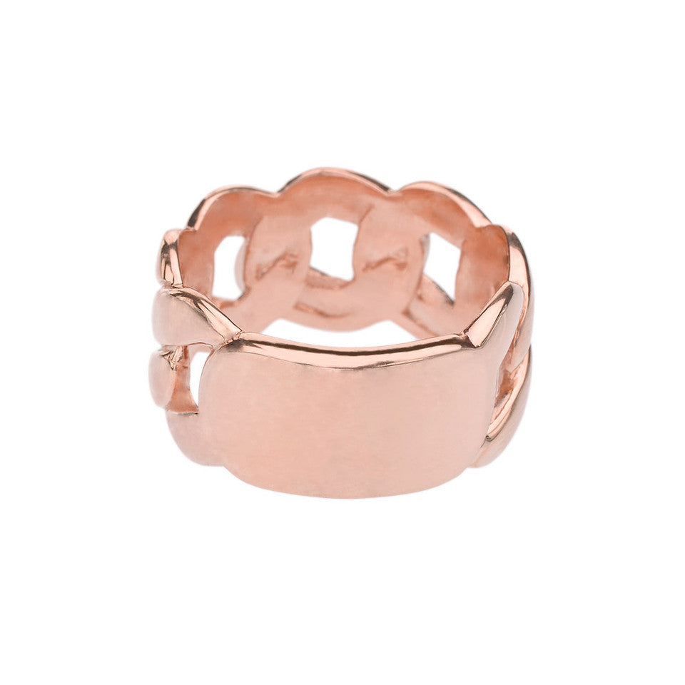 Gold Personalized ID Engravable Cuban Link Band/Ring, view 6