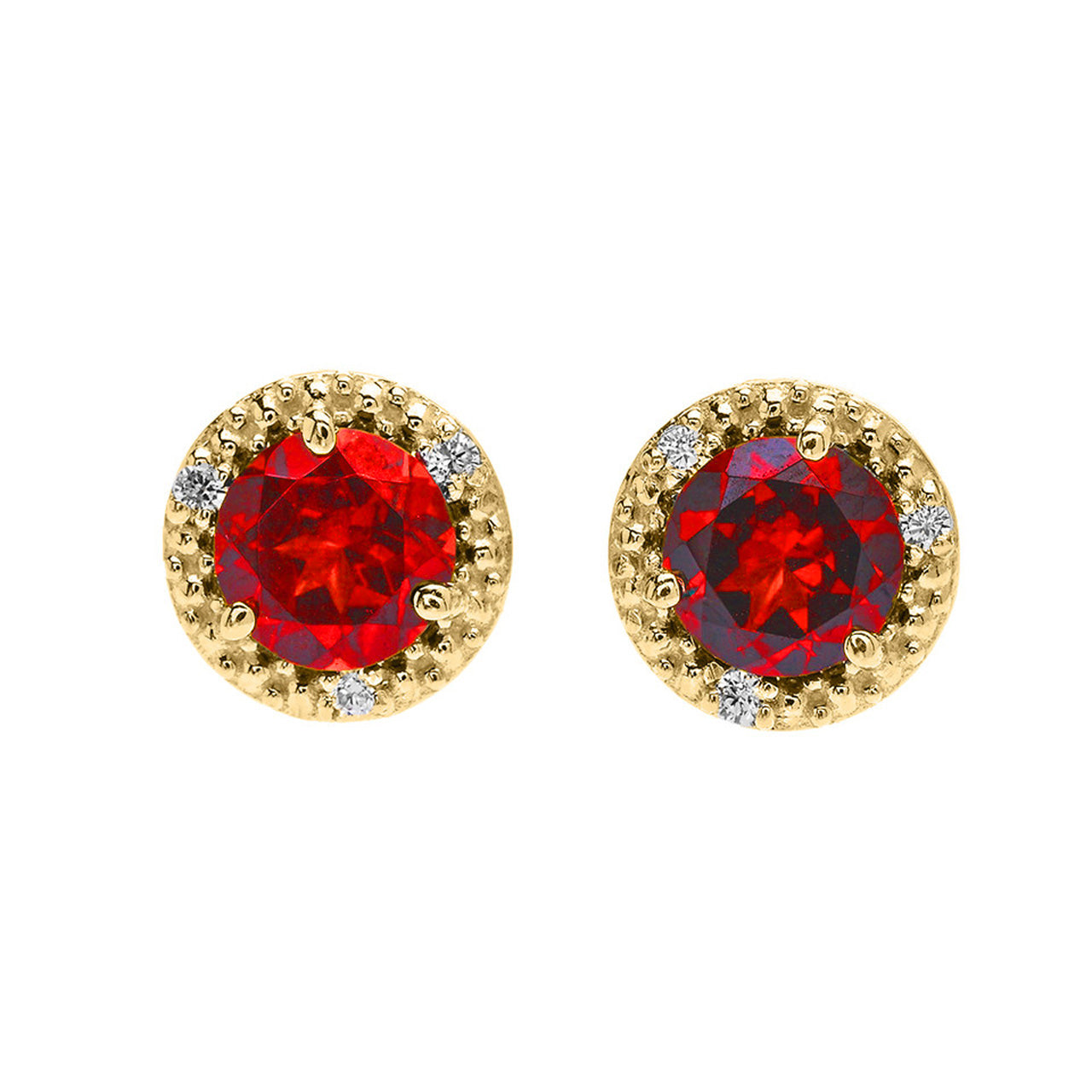 Gold Personalized Lab Created Birthstone Diamond Halo Stud Earrings, view 7