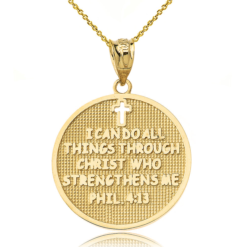 Gold Philippians 4:13 | I Can Do All Things Through Christ Who Strengthens Me Pendant Necklace