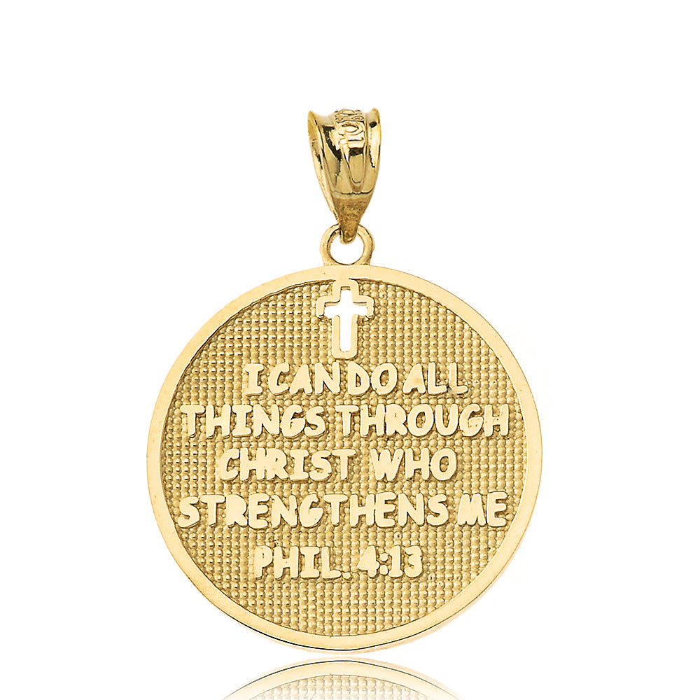 Gold Philippians 4:13 | I Can Do All Things Through Christ Who Strengthens Me Pendant Necklace, view 2